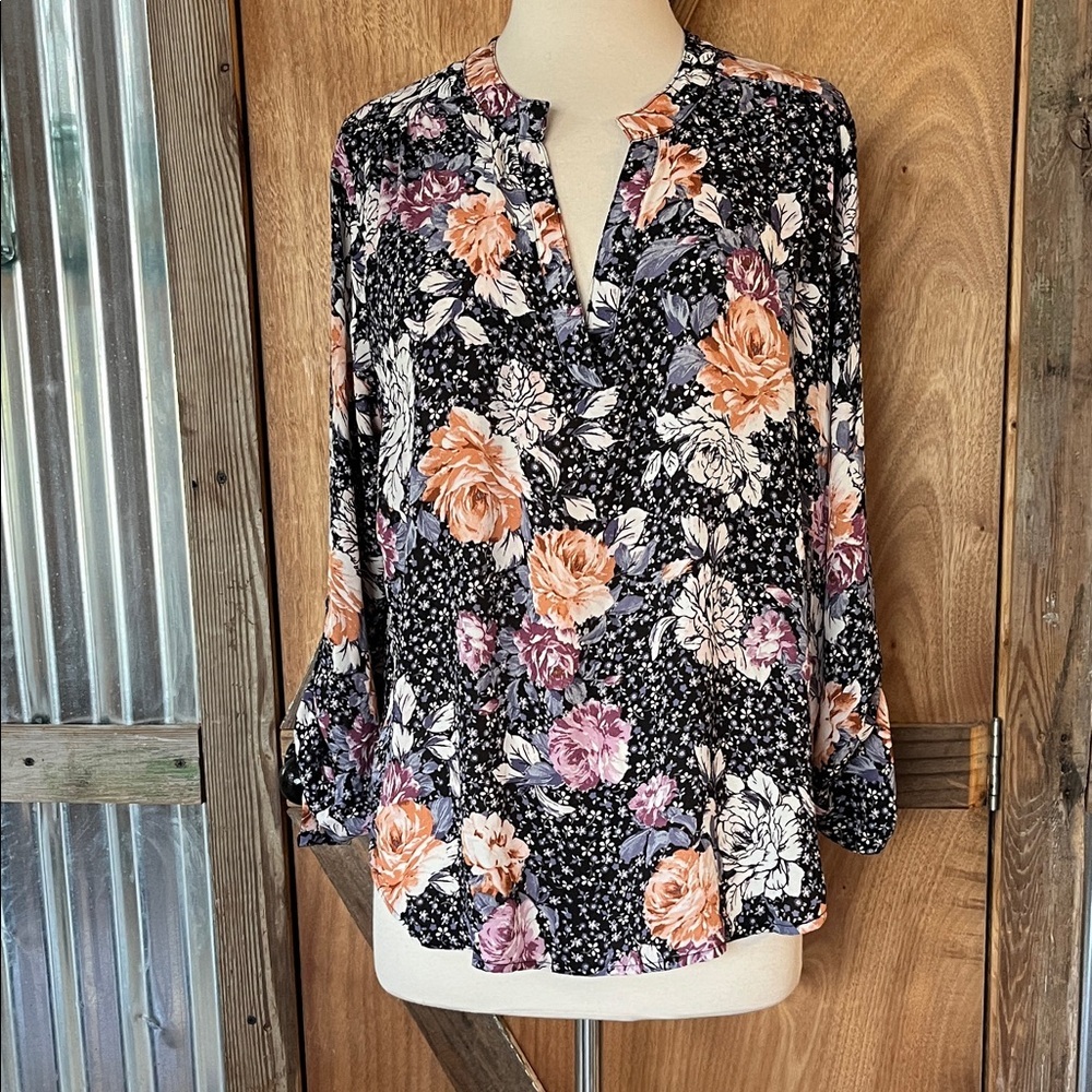 Gypsies & Moondust Black Floral Blouse L